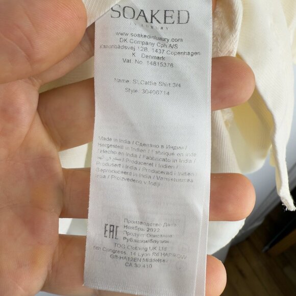 SOAKED IN LUXURY Cattie Butter Yellow 3/4 Sleeve Cream Button Front‎ Blouse M - Picture 6 of 8